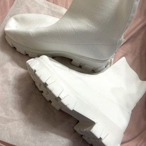 Ladies white sock ankle boots brand new